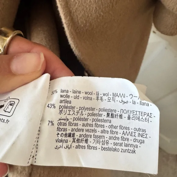 Zara Camel Wool Coat XS - Picture 4 of 4